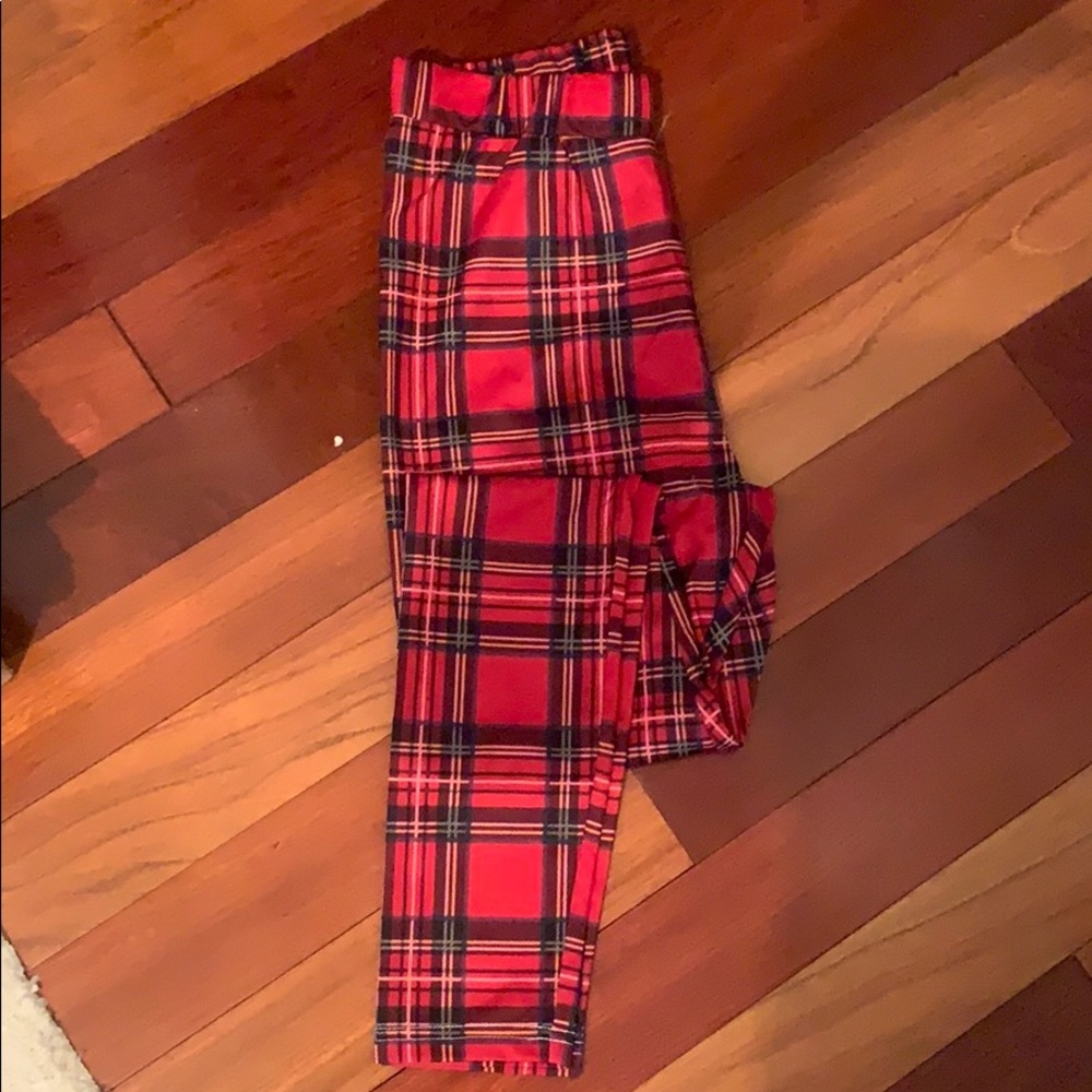 Red plaid leggings